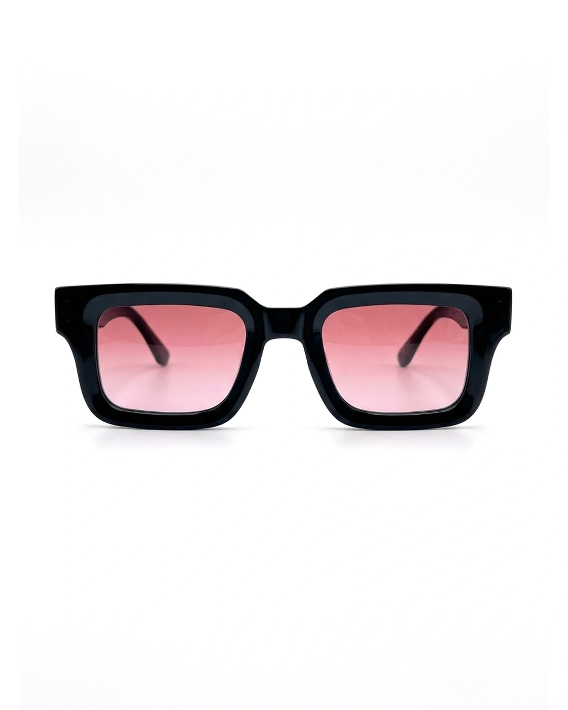 Anteojos de sol – Rectangular Negro Lentes Rosa